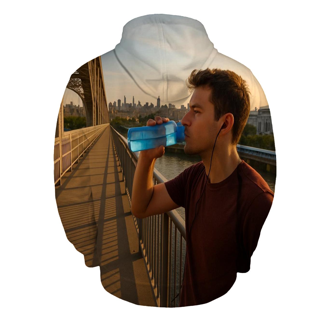 Harlem River Golden Hour From The High Bridge Walkway embroidered hoodies