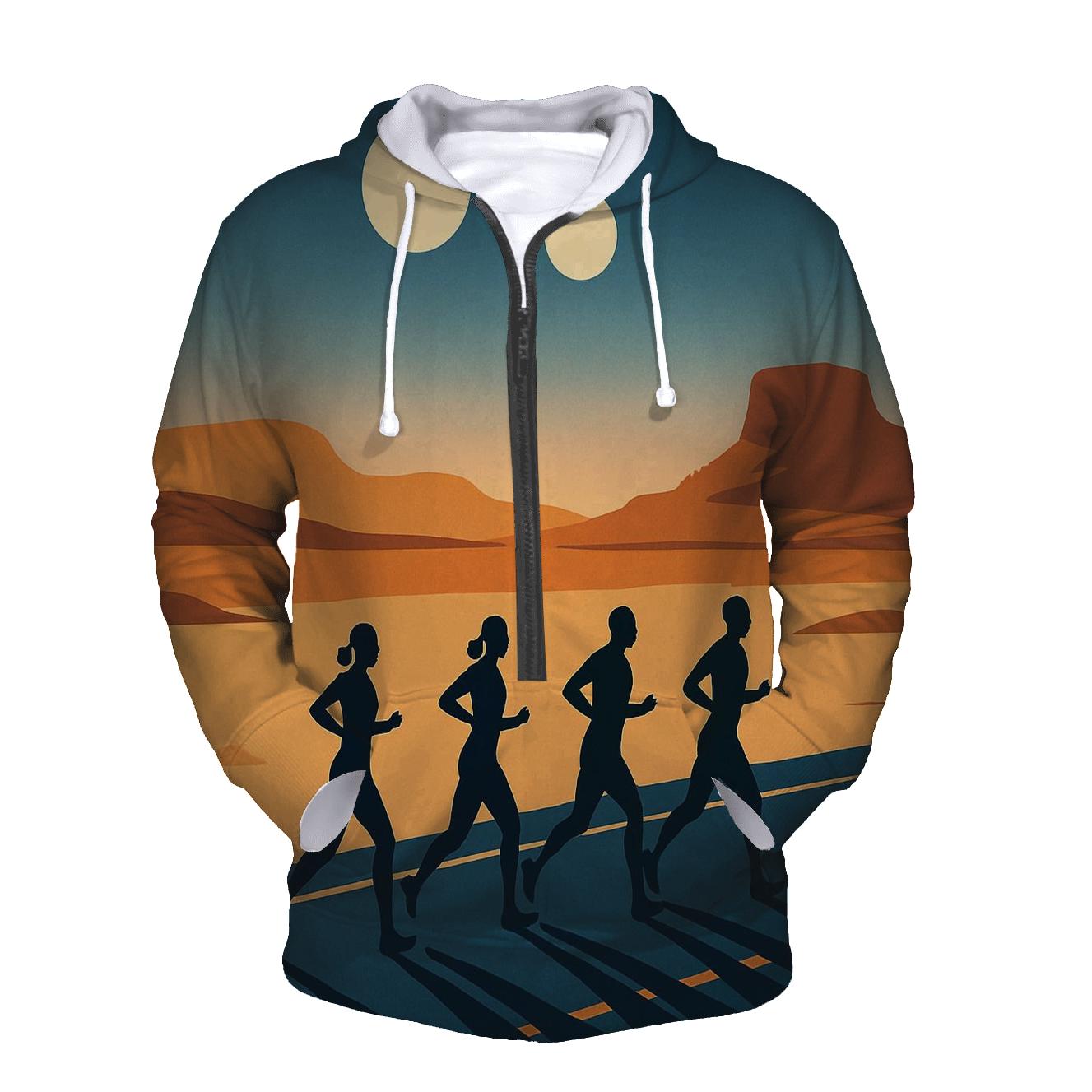 Marathon Under Twin Moons zip-up hoodies