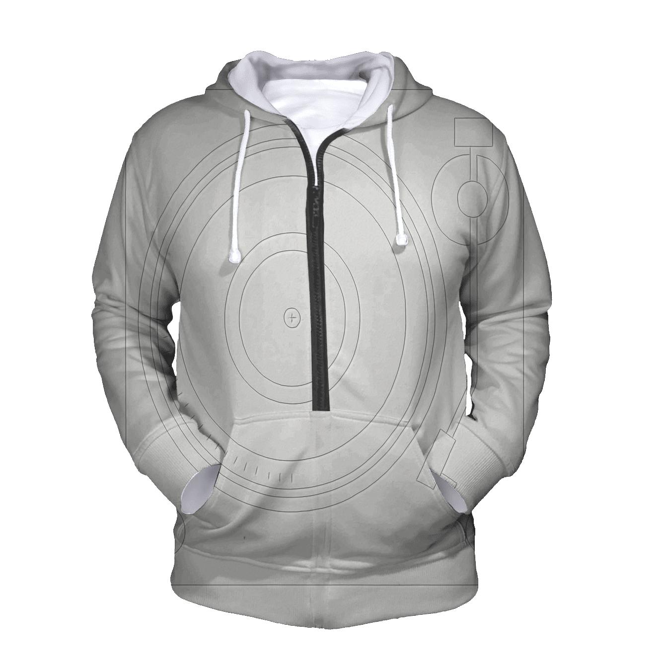 Monochrome Turntable Blueprint zip-up hoodies