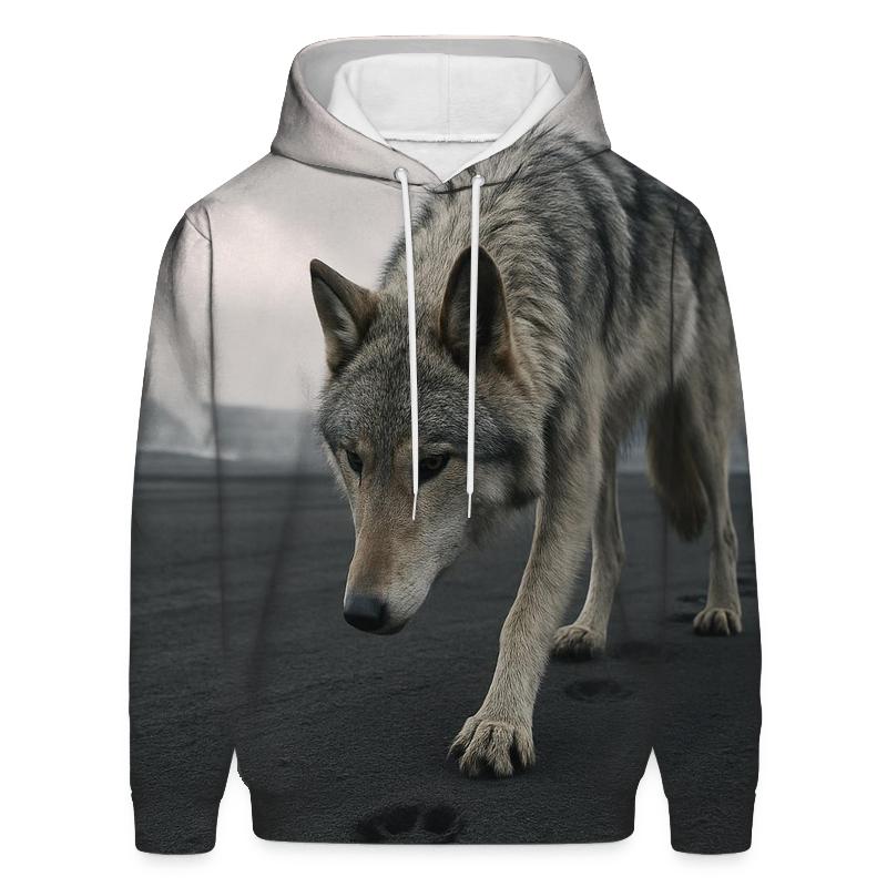 Wolf Tracks Through Volcanic Ashfall pullover hoodies
