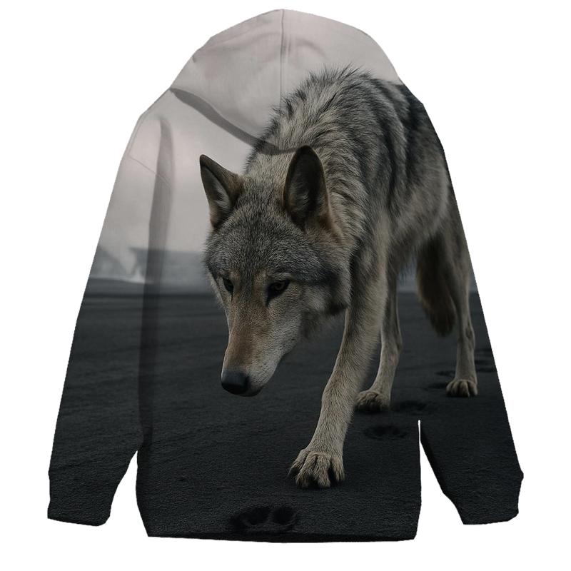 Wolf Tracks Through Volcanic Ashfall pullover hoodies