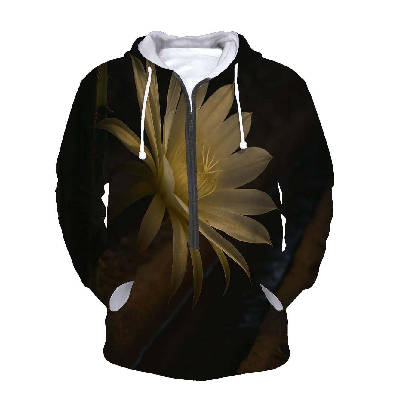 Night Blooming Cereus Opening Beside A Clay Irrigation Channel graphic hoodies