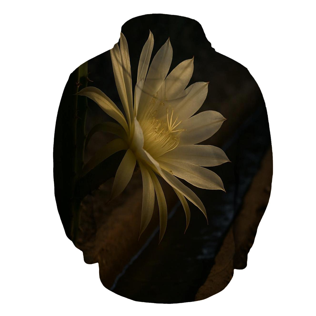 Night Blooming Cereus Opening Beside A Clay Irrigation Channel graphic hoodies