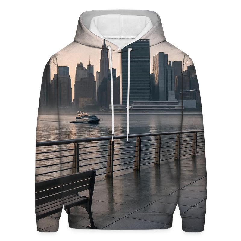 Gantry Plaza Dawn With The Manhattan Grid Waking Up heavyweight hoodies