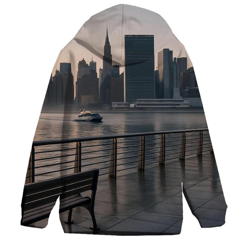 Gantry Plaza Dawn With The Manhattan Grid Waking Up heavyweight hoodies