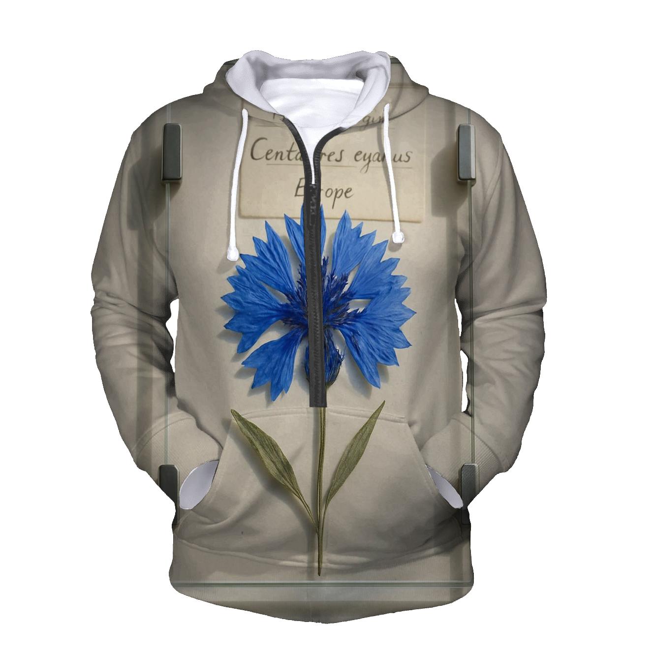 Blue Cornflower Pressed Between Herbarium Glass Plates hoodie trends