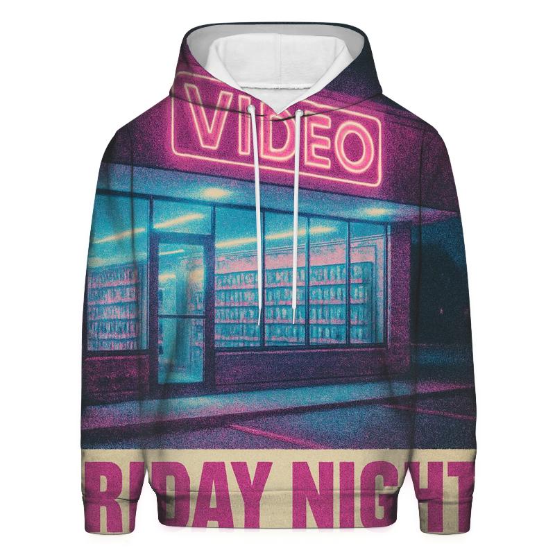 Worn 1980s Video Rental Night Poster zip-up hoodies
