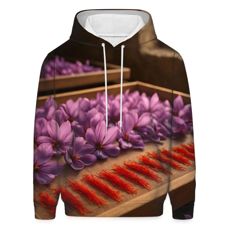Saffron Crocus Stigmas Drying On Cedar Trays premium hoodies