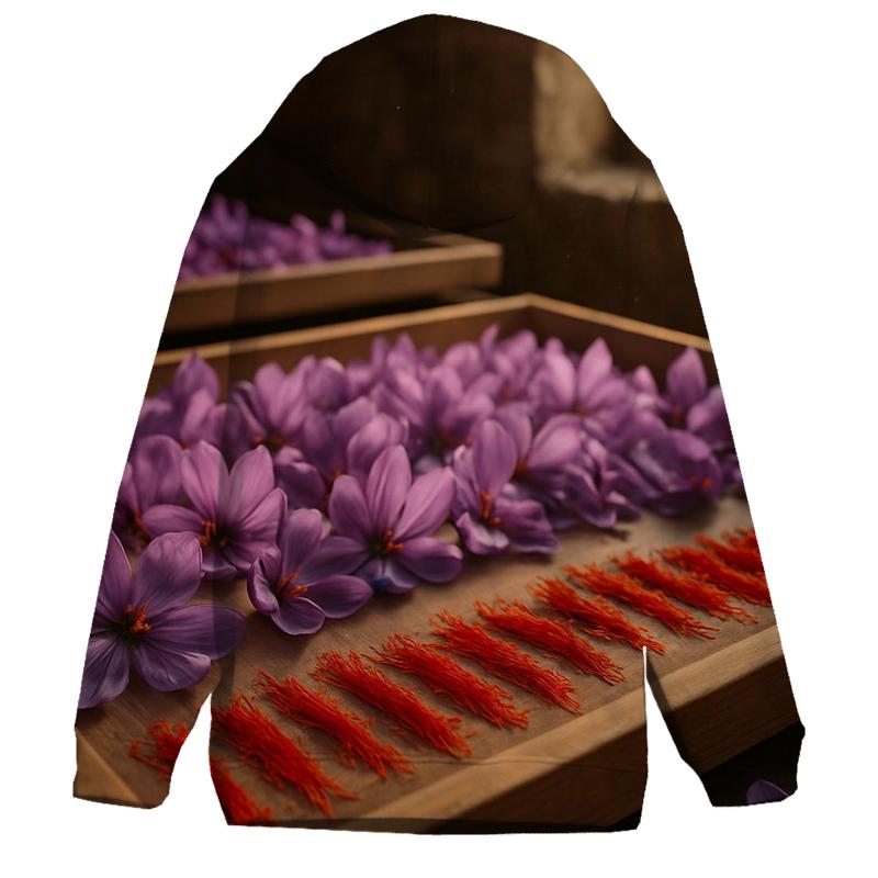 Saffron Crocus Stigmas Drying On Cedar Trays premium hoodies