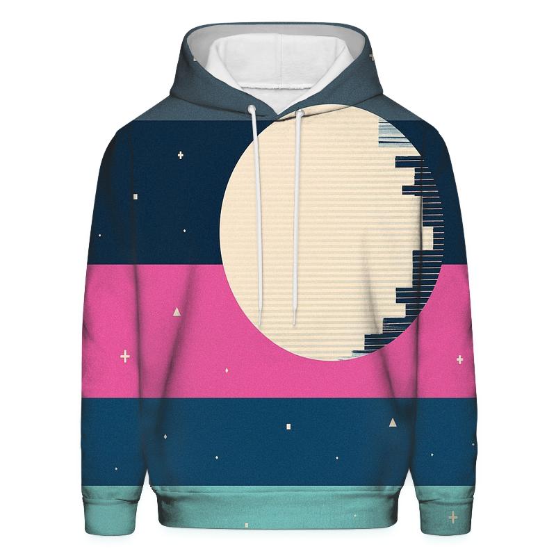 VHS Moonlight Glitch Stripes pullover hoodies