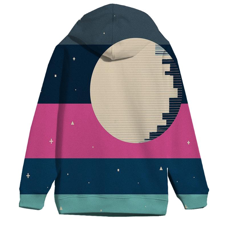VHS Moonlight Glitch Stripes pullover hoodies