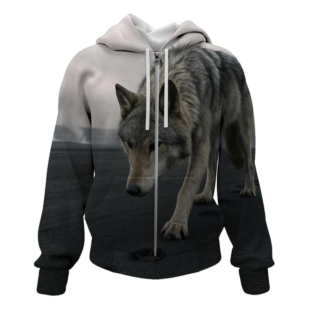 Wolf Tracks Through Volcanic Ashfall custom hoodies