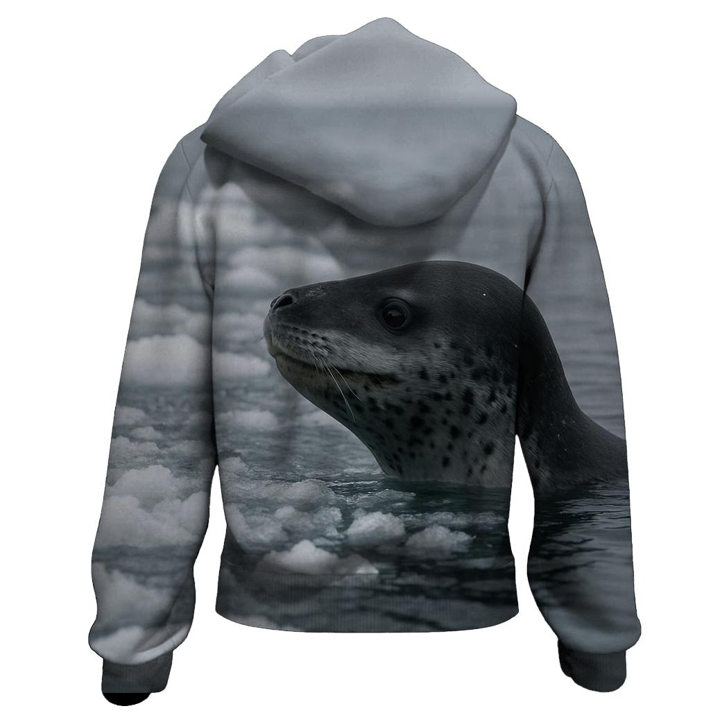 Ice Edge Sentinel Leopard Seal zip-up hoodies