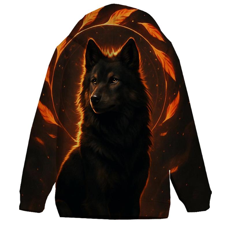 Ember Crown Spirit Wolf zip-up hoodies