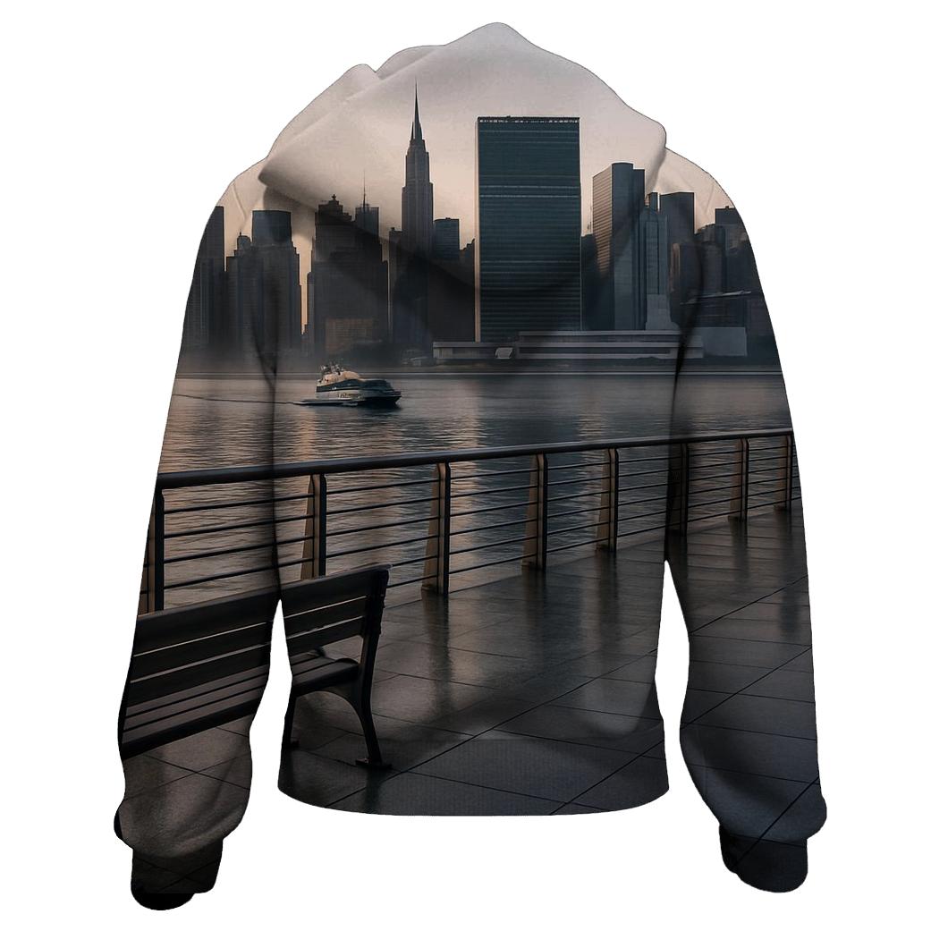 Gantry Plaza Dawn With The Manhattan Grid Waking Up graphic hoodies