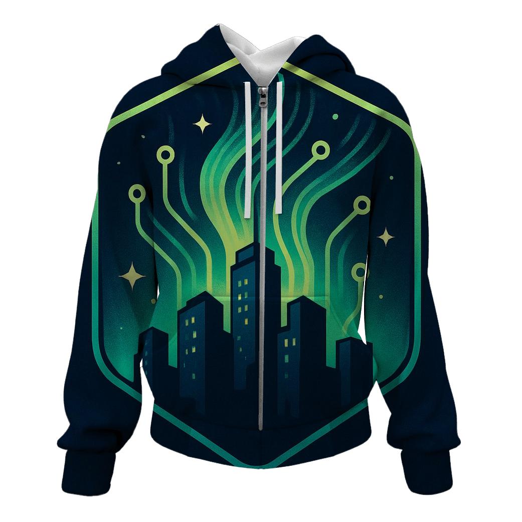 Aurora Circuit City Crest designer hoodies