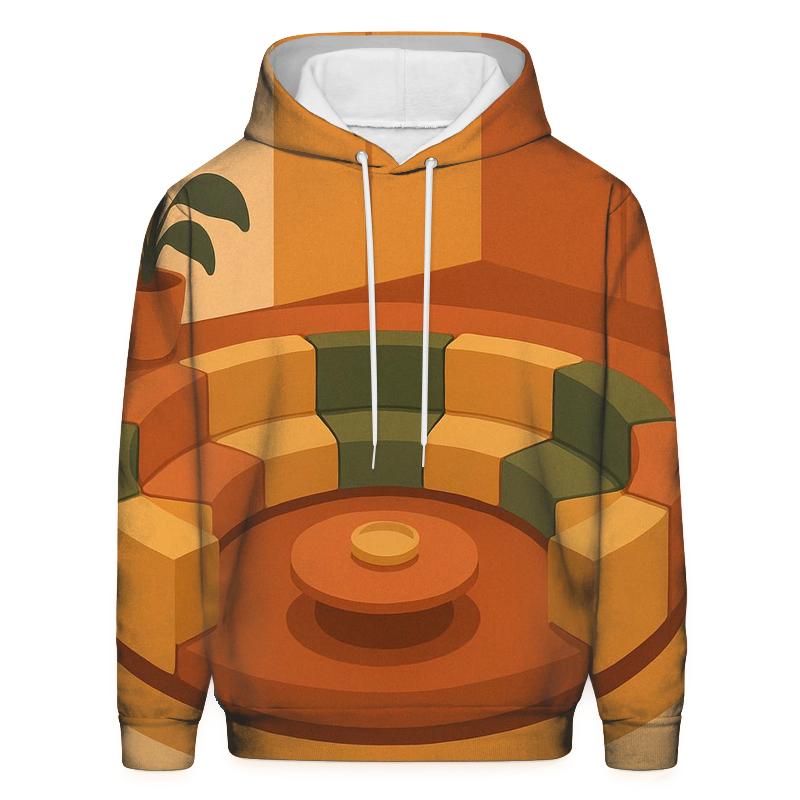 Sunken Lounge Conversation Pit Geometry zip-up hoodies