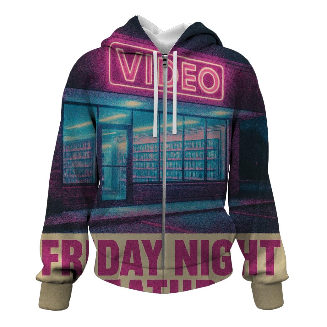 Worn 1980s Video Rental Night Poster premium hoodies