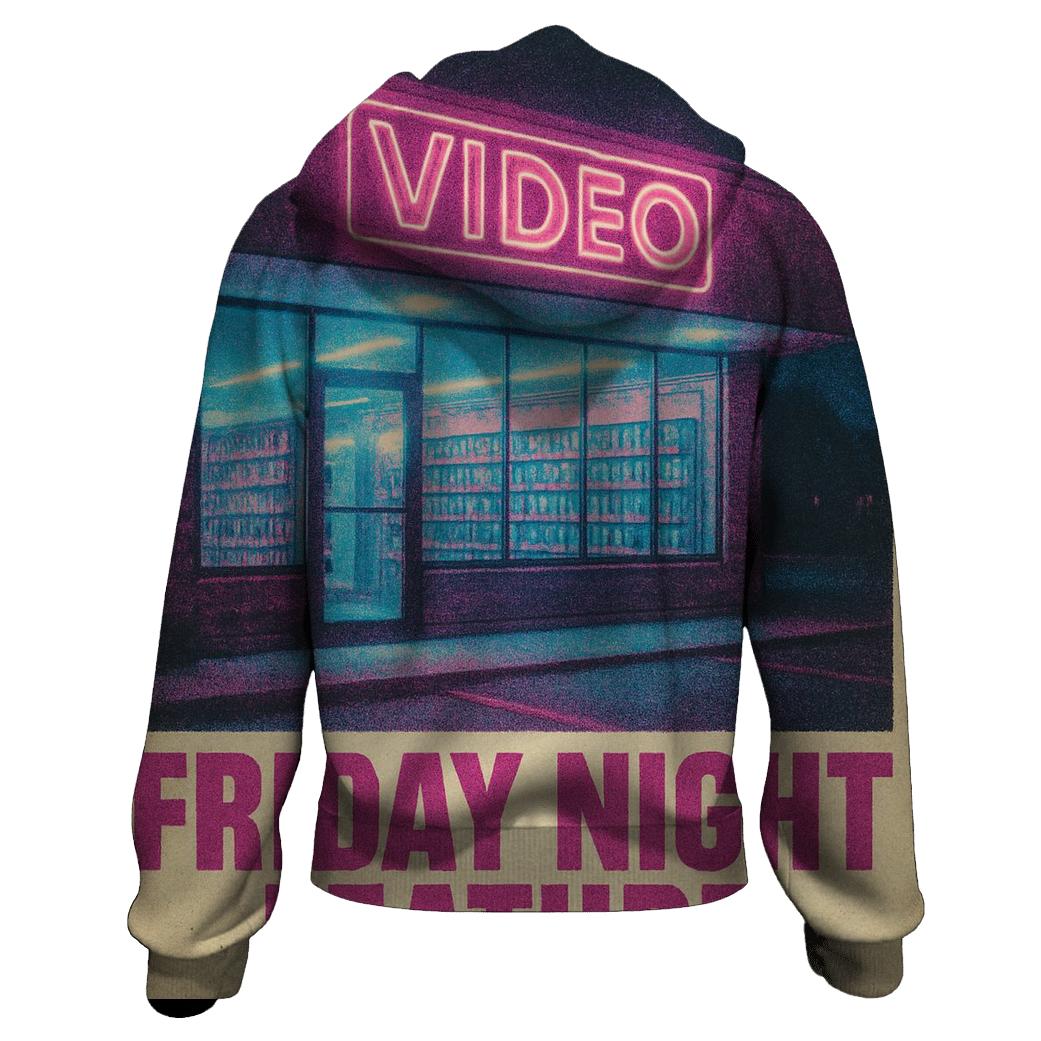 Worn 1980s Video Rental Night Poster premium hoodies