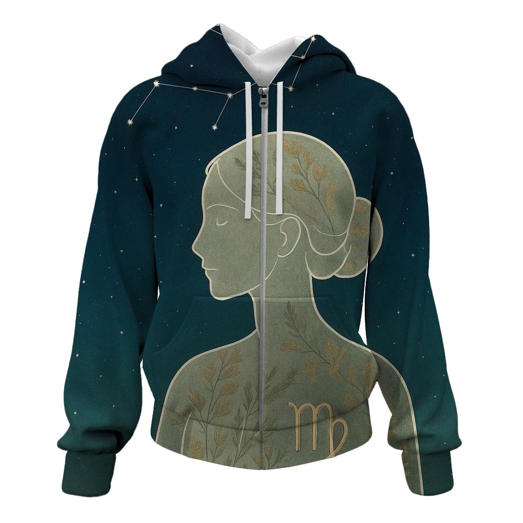 Virgo Constellation Herbarium Maiden embroidered hoodies