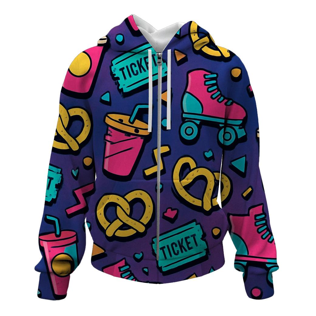 Mall Neon Food Court Pattern designer hoodies