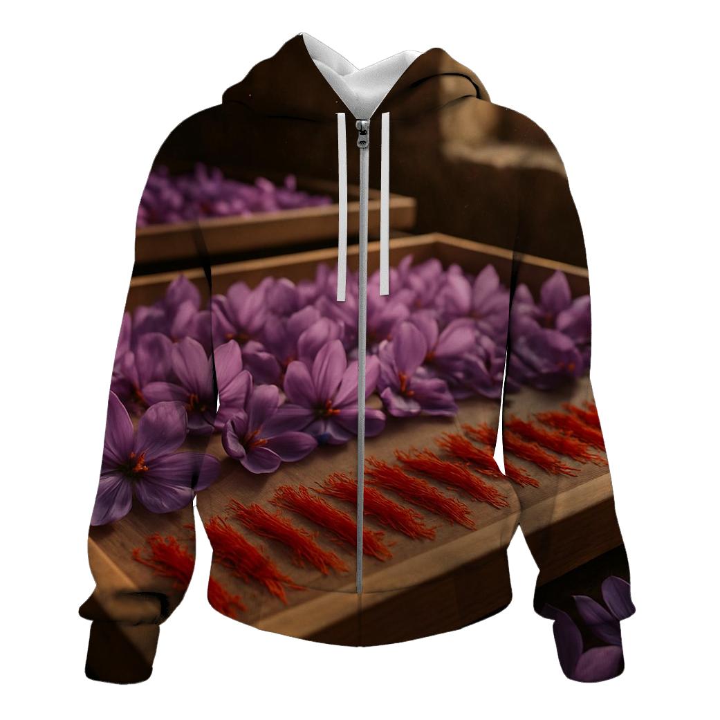 Saffron Crocus Stigmas Drying On Cedar Trays embroidered hoodies
