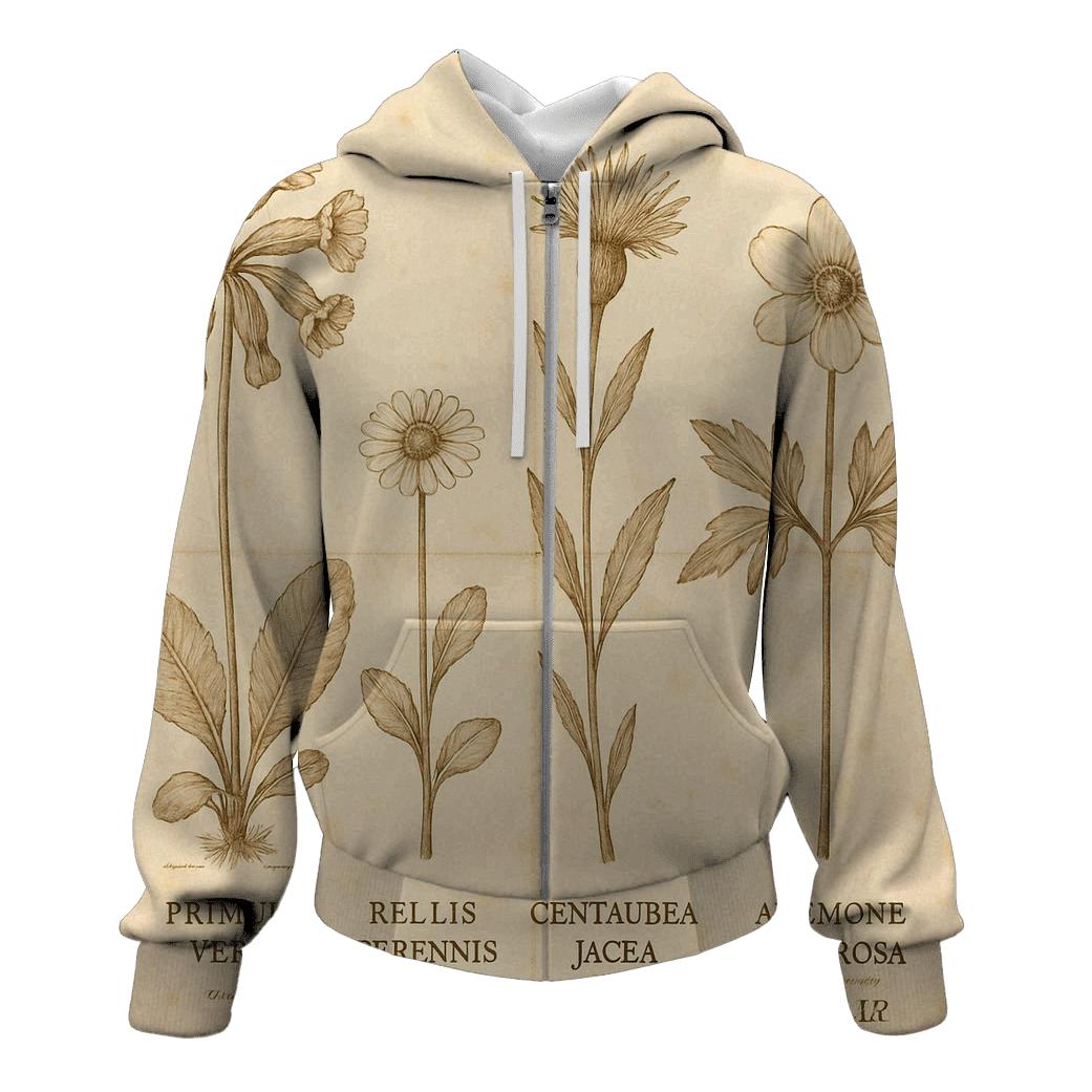 Sepia Botanical Field Guide Plate premium hoodies