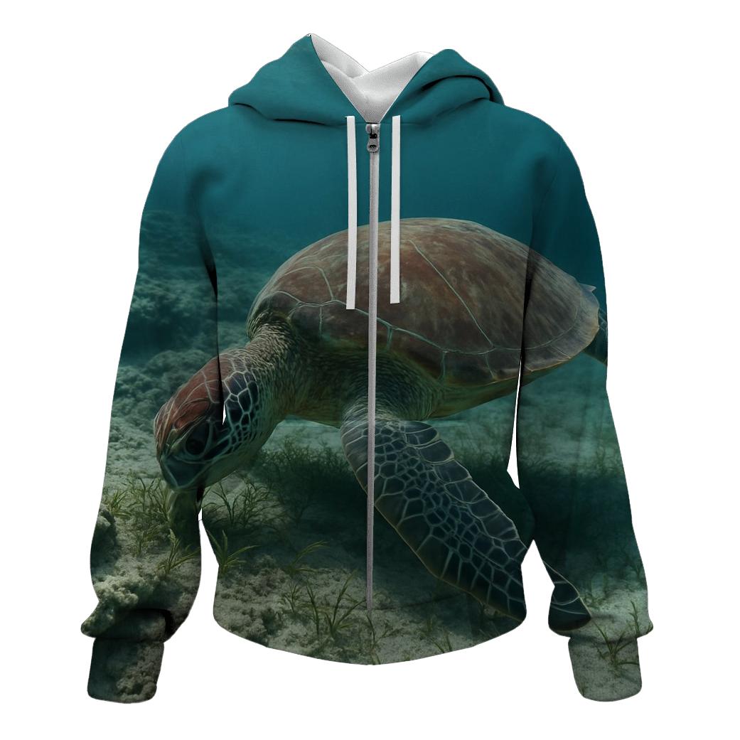 Reef Window Green Sea Turtle graphic hoodies