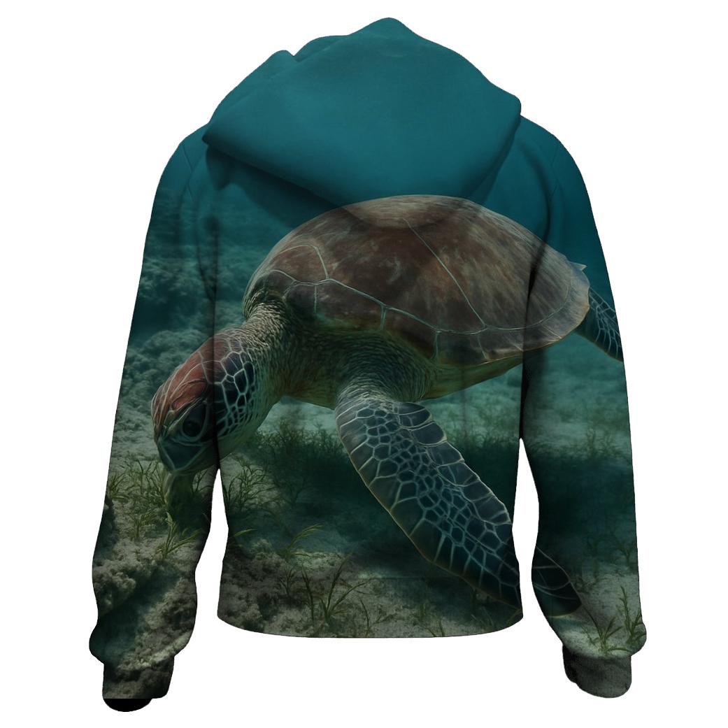Reef Window Green Sea Turtle graphic hoodies