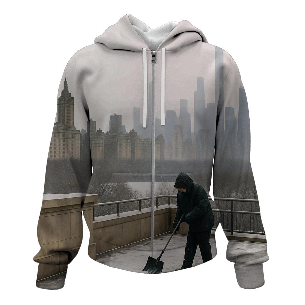 January Snowfall From The Met Rooftop Over Central Park South custom hoodies