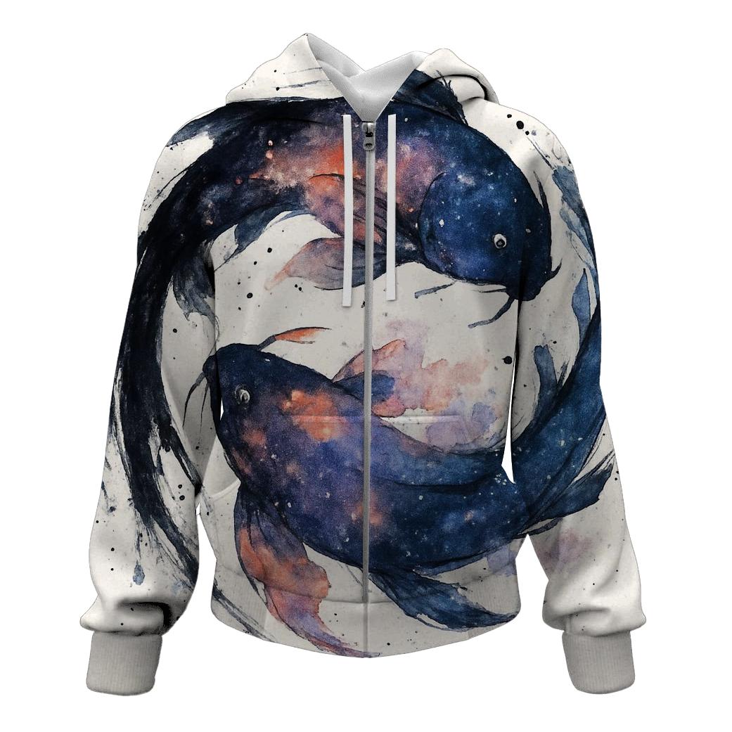 Koi Nebula Ink Splash printed hoodies