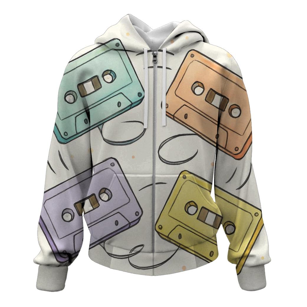 Pastel Cassette Carousel custom hoodies