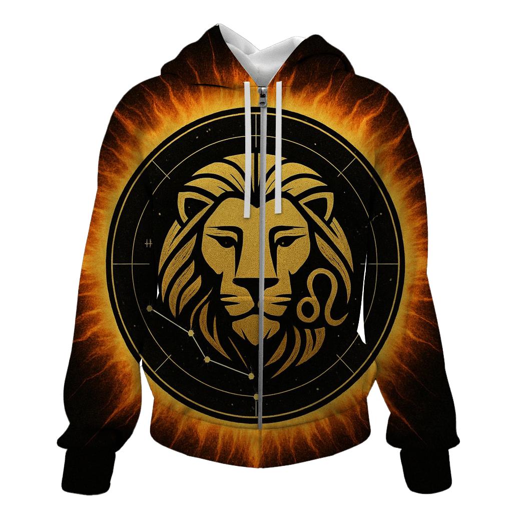 Leo Solar Crown Star Map Emblem graphic hoodies