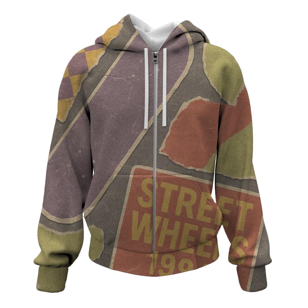 Distressed 1990s Skate Shop Sticker Collage hoodie designs
