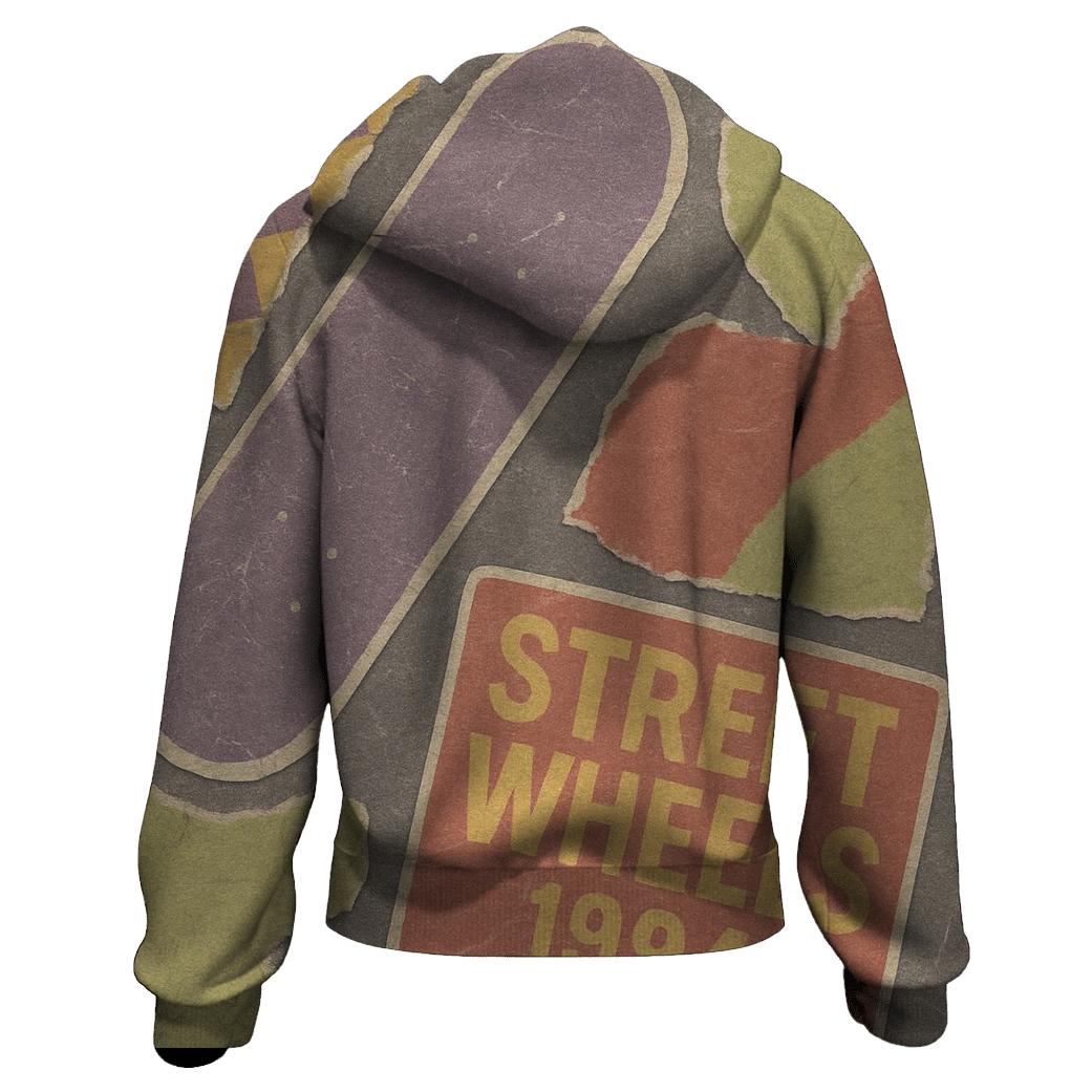 Distressed 1990s Skate Shop Sticker Collage hoodie designs