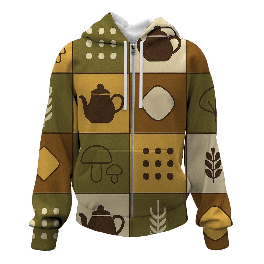 Retro Kitchen Harvest Tiles pullover hoodies