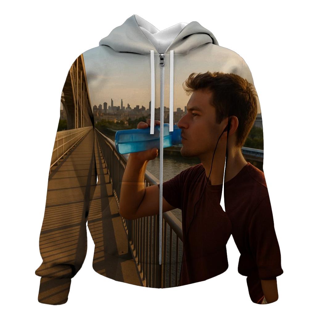 Harlem River Golden Hour From The High Bridge Walkway premium hoodies