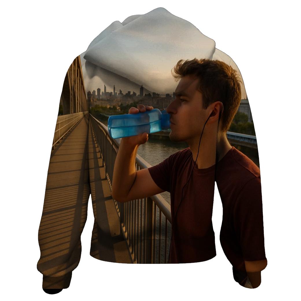 Harlem River Golden Hour From The High Bridge Walkway premium hoodies