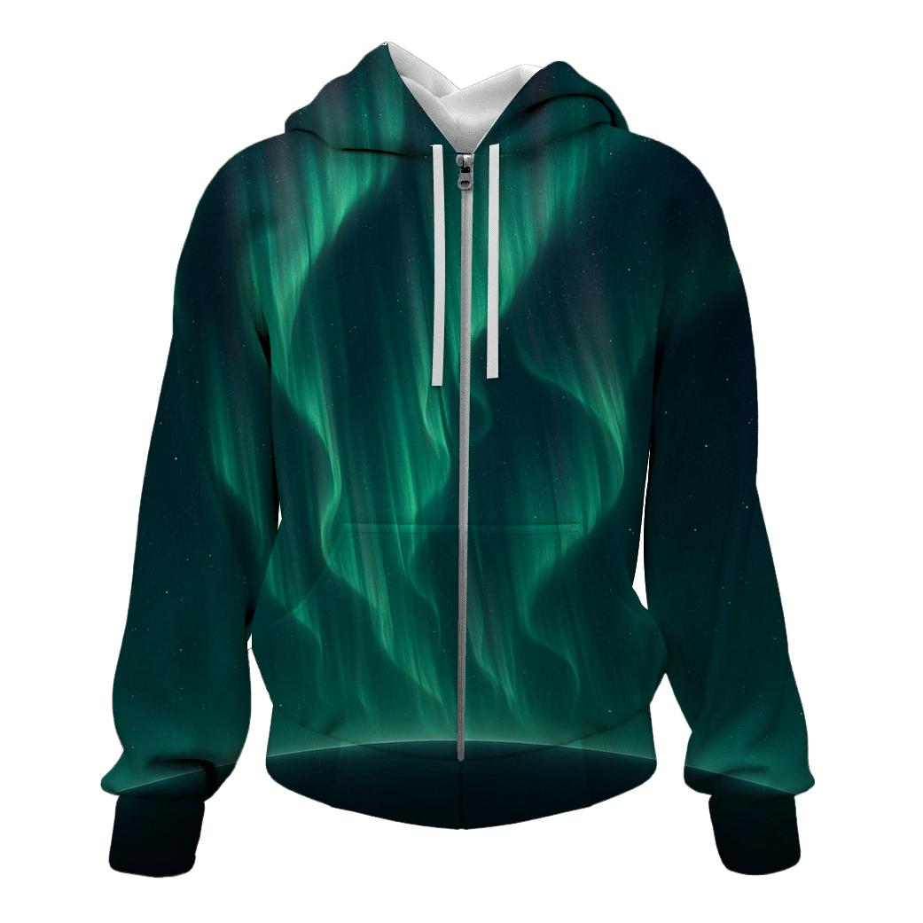 Aurora Curtain Over Planet Limb zip-up hoodies