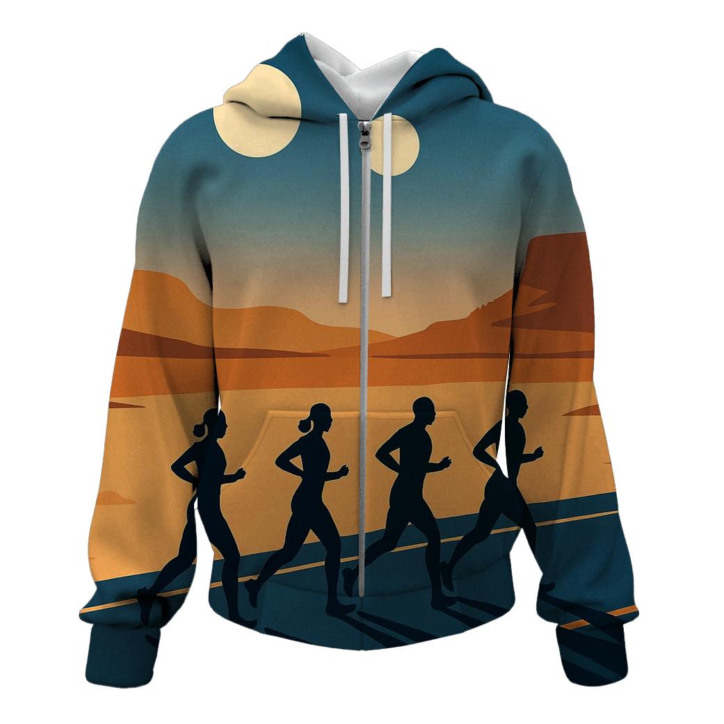 Marathon Under Twin Moons zip-up hoodies