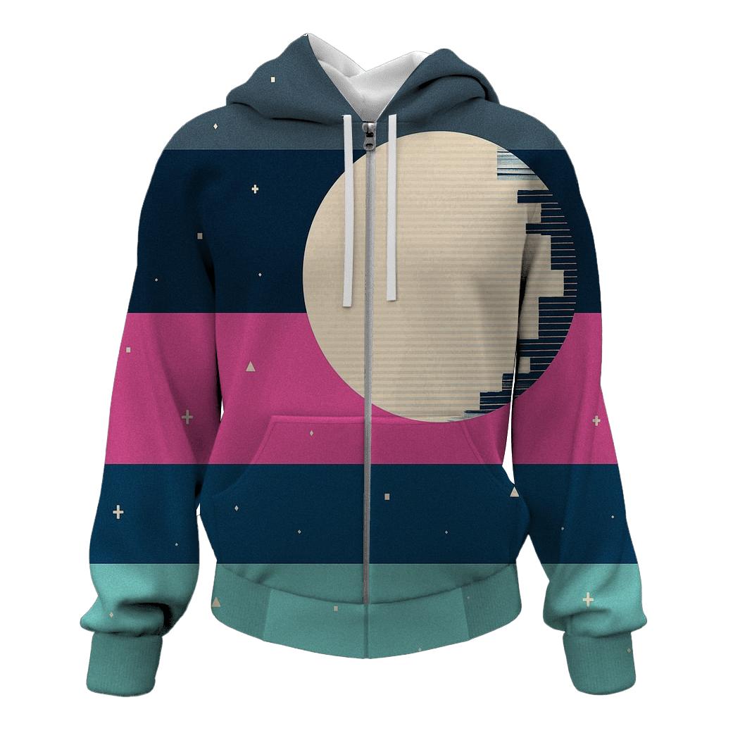 VHS Moonlight Glitch Stripes hoodie styles