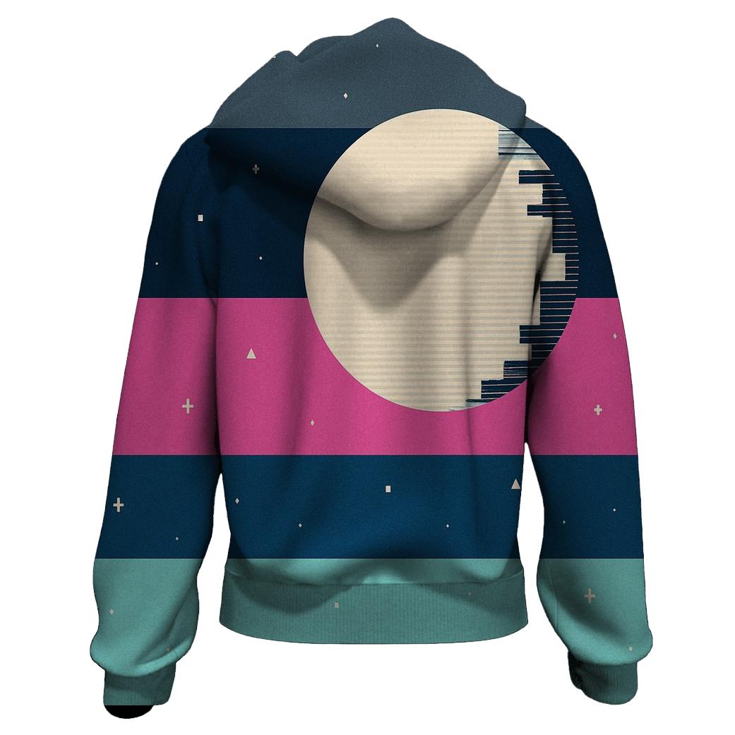 VHS Moonlight Glitch Stripes hoodie styles