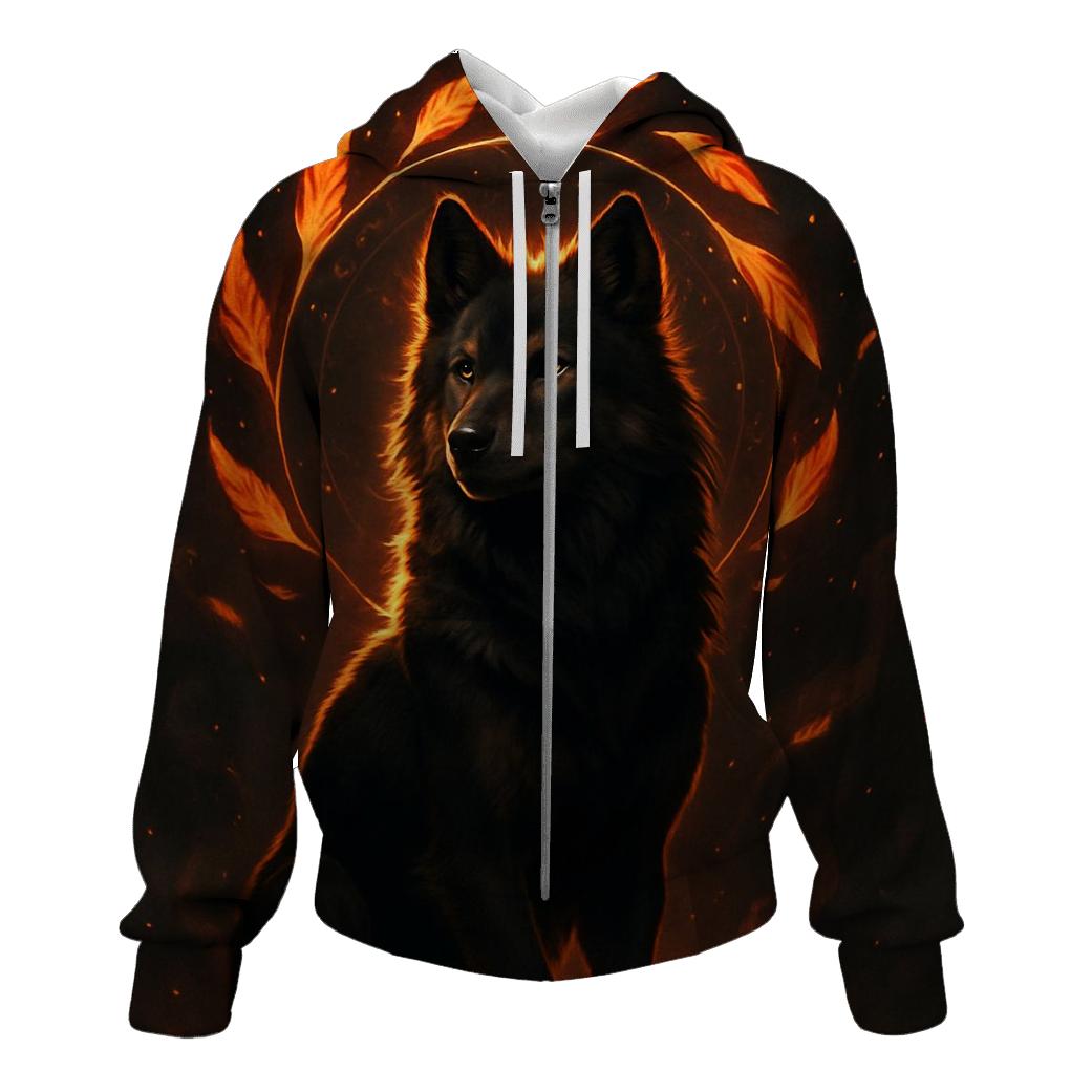 Ember Crown Spirit Wolf embroidered hoodies