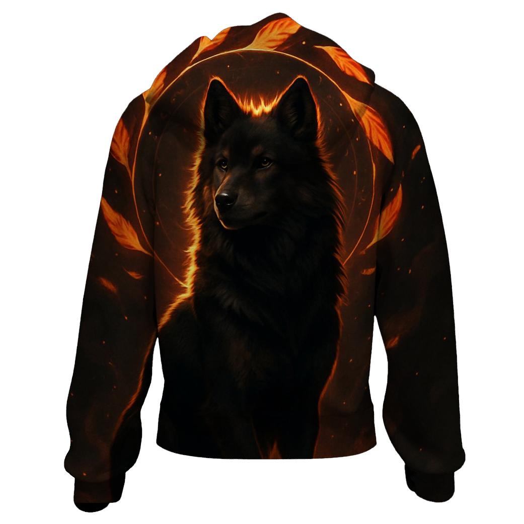 Ember Crown Spirit Wolf embroidered hoodies