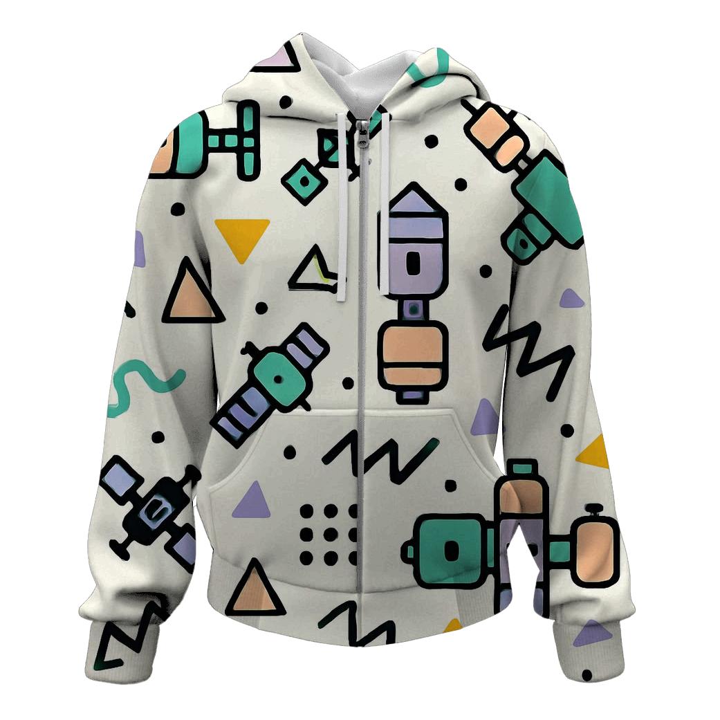 Memphis Space Station Confetti printed hoodies