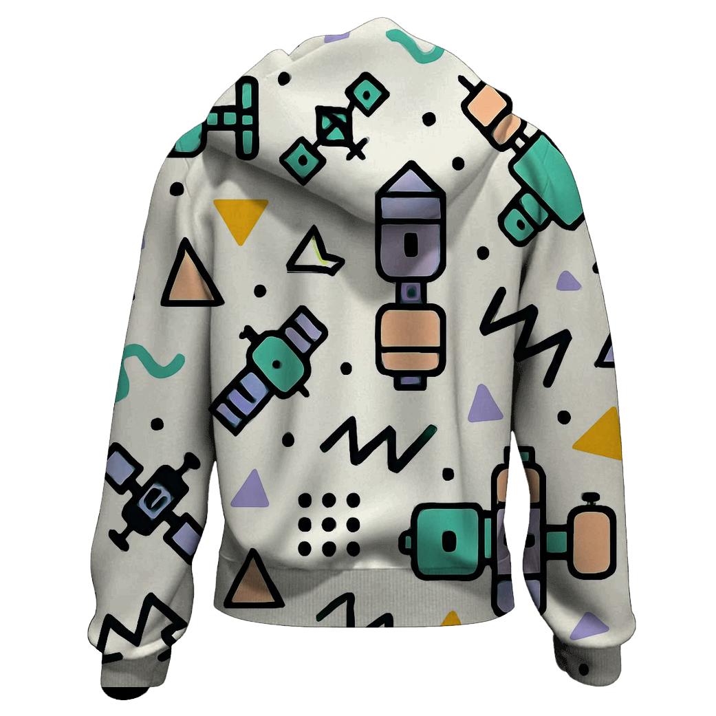 Memphis Space Station Confetti printed hoodies