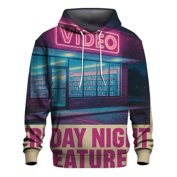 Worn 1980s Video Rental Night Poster premium hoodies