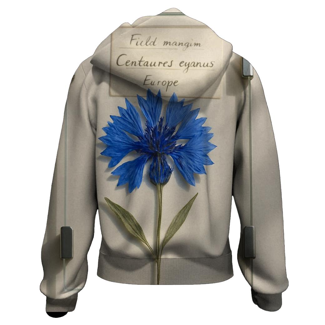 Blue Cornflower Pressed Between Herbarium Glass Plates designer hoodies