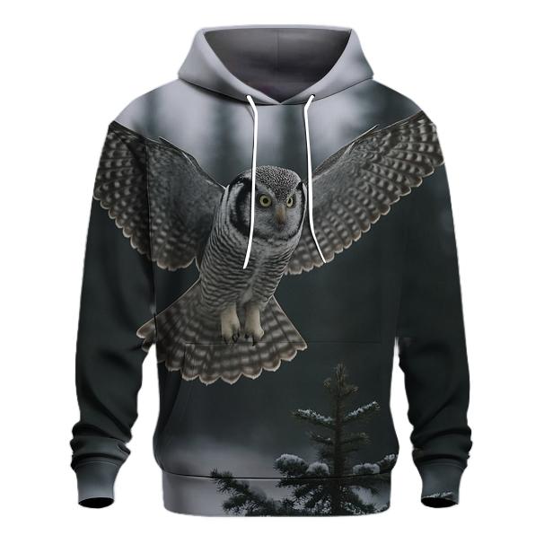 Boreal Hover Northern Hawk Owl zip-up hoodies