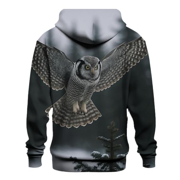 Boreal Hover Northern Hawk Owl zip-up hoodies